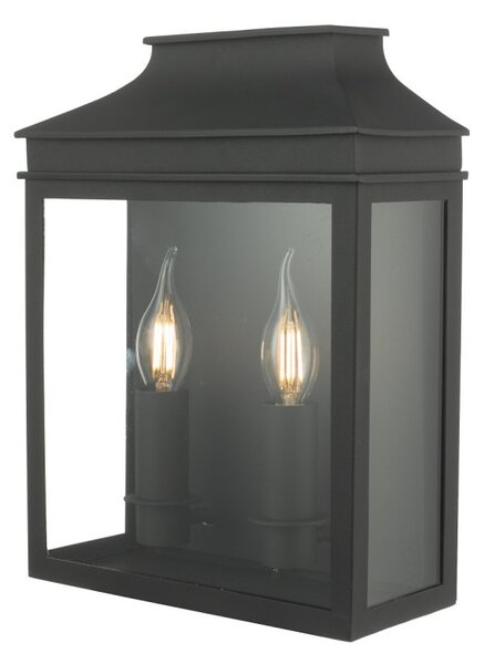 Dar VAP5022 Vapour 2 Light Outdoor Wall Light In Black And Glass