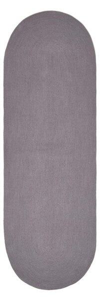 Homescapes Grey Handmade Woven Braided Oval Hallway Rug, 66 x 200 cm