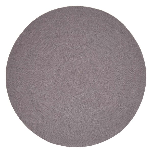 Homescapes Grey Handmade Woven Braided Round Rug, 120 cm