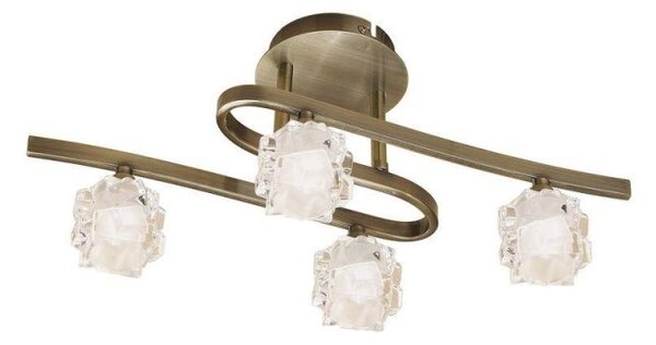 Mantra M1863 Ice 4 Light Semi Flush Ceiling Light In Antique Brass