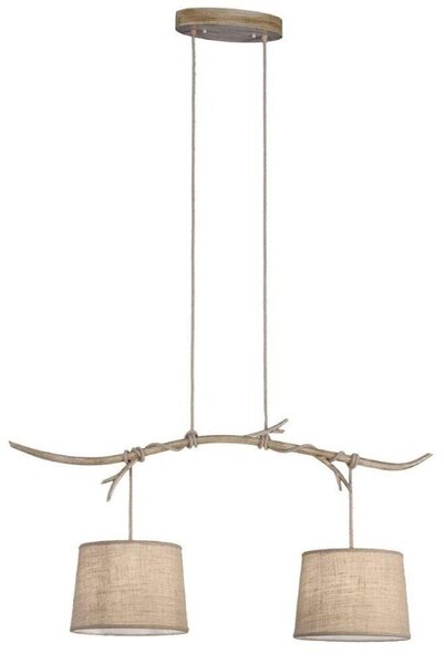 Mantra M6177 Sabina 2 Light Ceiling Pendant In Imitation Wood