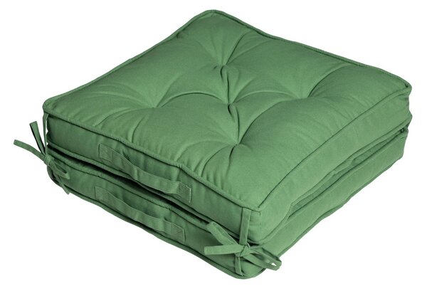 Dark Green Cotton Travel Back Support and Seat Pad Booster Cushion