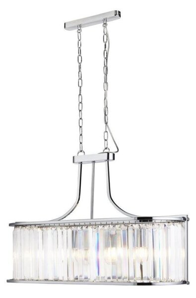 Searchlight 8095-5CC Victoria 5 Light Ceiling Pendant In Chrome And Crystal Glass - Dia: 300mm