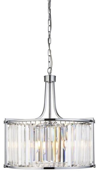Searchlight 8295-5CC Victoria 5 Light Ceiling Pendant In Chrome And Crystal Glass - Dia: 490mm