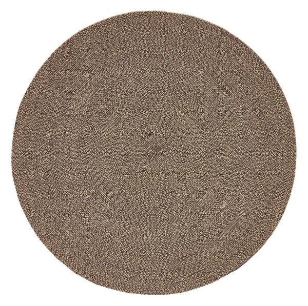 Homescapes Linen and Black Melange Round Rug, 120cm Round