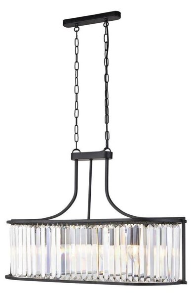 Searchlight 8095-5BK Victoria 5 Light Ceiling Pendant In Black And Crystal Glass - Dia: 300mm