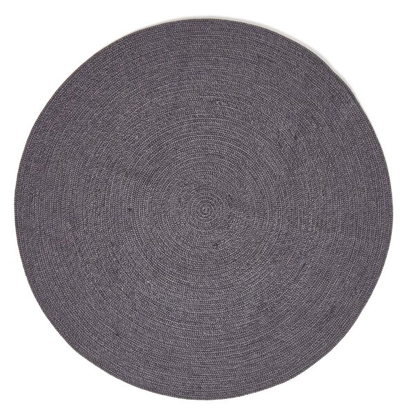 Homescapes Grey and Black Melange Round Rug, 120cm Round