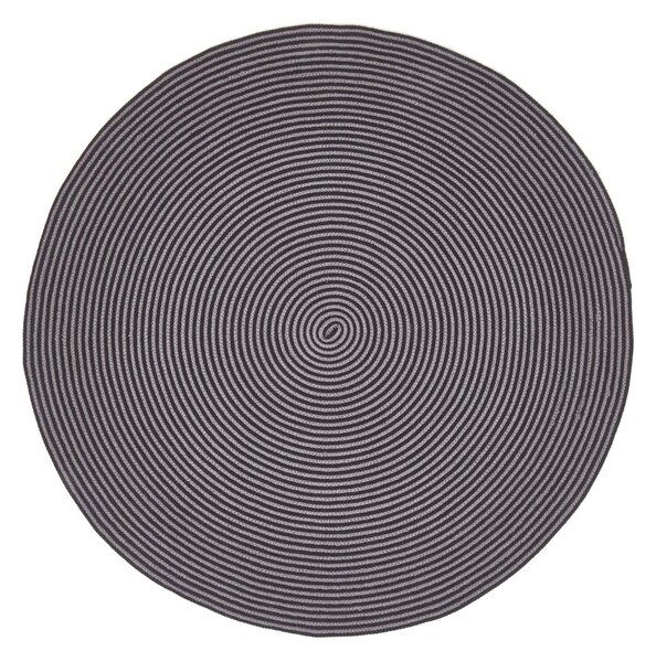 Homescapes Grey and Black Handmade Woven Braided Rug, 120 cm Round