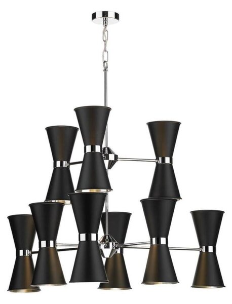 David Hunt Lighting HYD18 The Hyde 18 Light Ceiling Pendant In Black Metal And Chrome