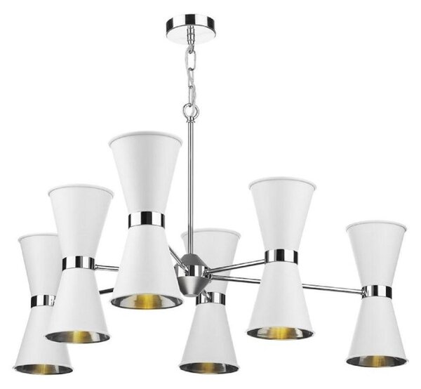 David Hunt Lighting HYD12 The Hyde 12 Light Ceiling Pendant In Arctic White And Chrome