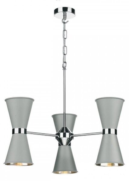 David Hunt Lighting HYD06 The Hyde 6 Light Ceiling Pendant In Powder Grey And Chrome