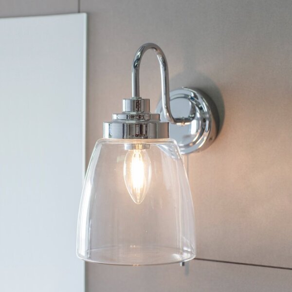 Endon 77088 Ashbury Bathroom Wall Light In Chrome And Clear Glass