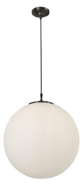 Searchlight 6088 Atom Ceiling Pendant Light In Matt Black With Opal Shade - Dia: 300mm