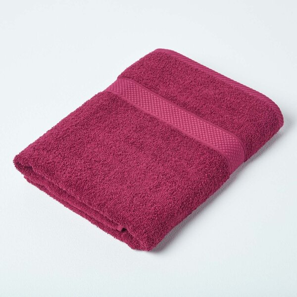 Homescapes Burgundy Bath Towel Set of 2 Turkish Cotton