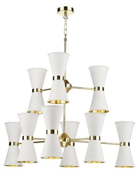 David Hunt Lighting HYD18 The Hyde 18 Light Ceiling Pendant In Arctic White And Brass