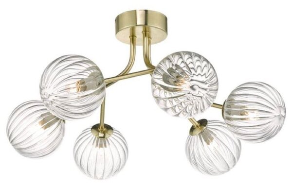 Dar YIS6435 Yiska 6 Light Semi Flush Ceiling Light In Gold
