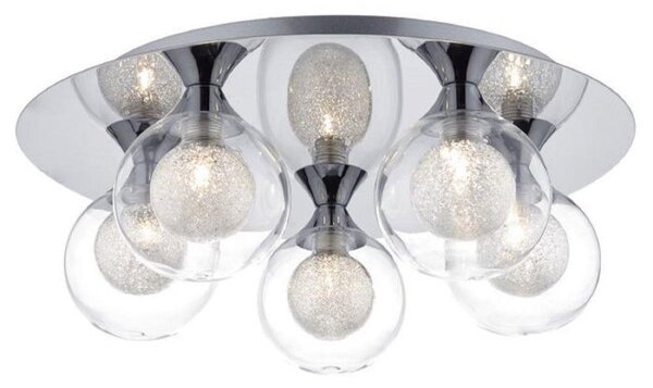 Dar ZEK5450 Zeke 5 Light Flush Ceiling Light In Polished Chrome