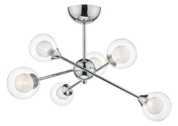 Dar ZEK0650 Zeke 6 Light Semi Flush Ceiling Light In Polished Chrome