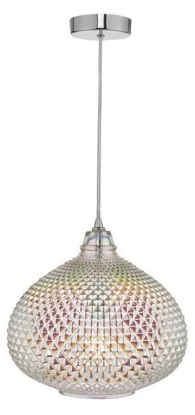 Dar ROI0155 Roisin 1 Light Ceiling Pendant With An Oil Effect Finish In Chrome