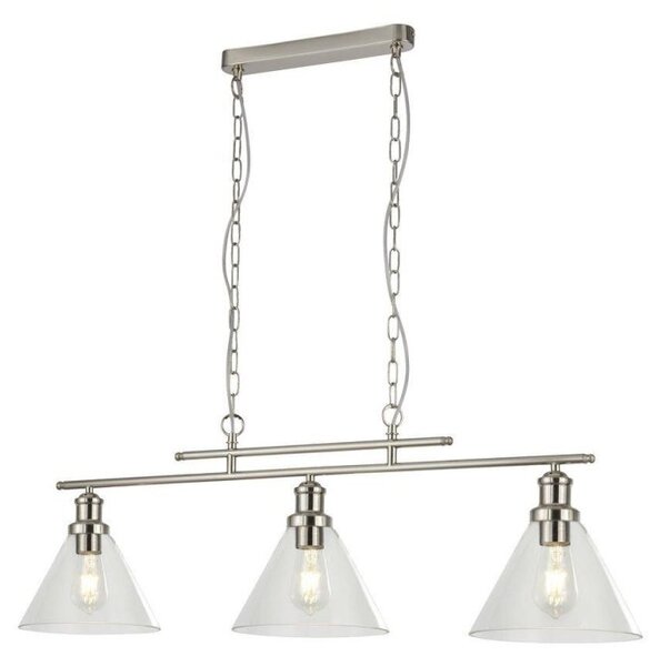 Searchlight 1277-3SS Pyramid 3 Light Linear Pendant Light In Satin Silver