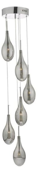 Dar SET6410 Seta 6 Light Cluster Ceiling Pendant In Chrome And Smoked Glass