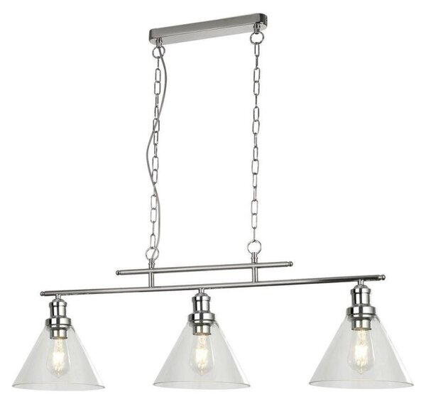 Searchlight 1277-3CC Pyramid 3 Light Linear Pendant Light In Chrome