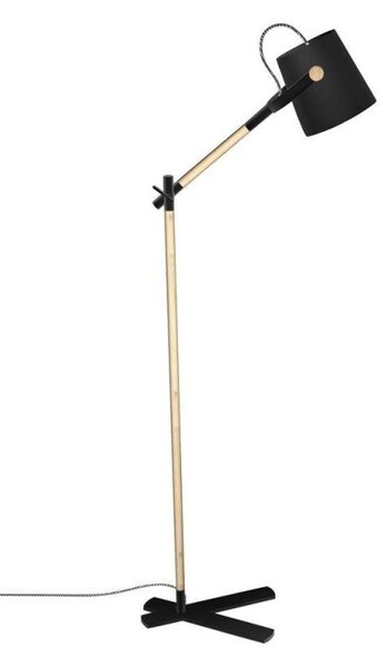 Mantra M4921 Nordica 1 Light Floor Light In Matt Black And Beech Wood