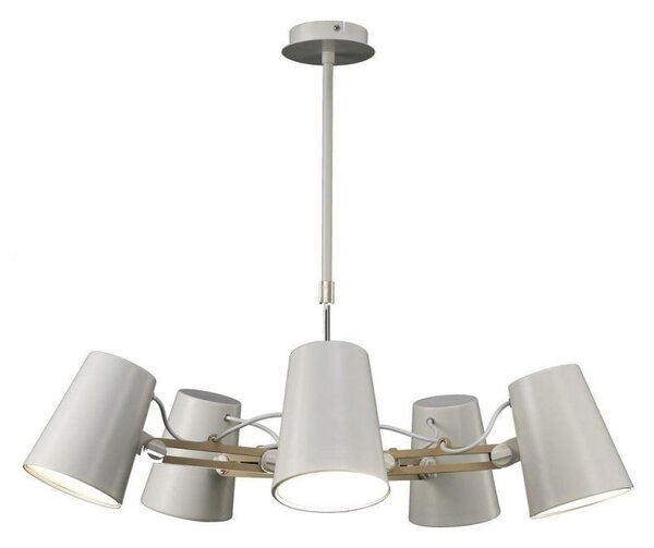Mantra M3770 Looker 5 Light Telescopic Pendant Light In White And Beech Wood