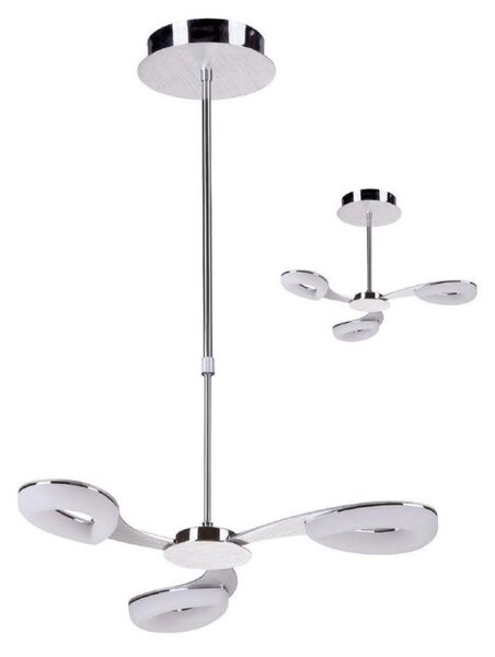 Mantra M8251 Juno LED 3 Light Telescopic Pendant/Semi Flush Ceiling Light In Satin Aluminium