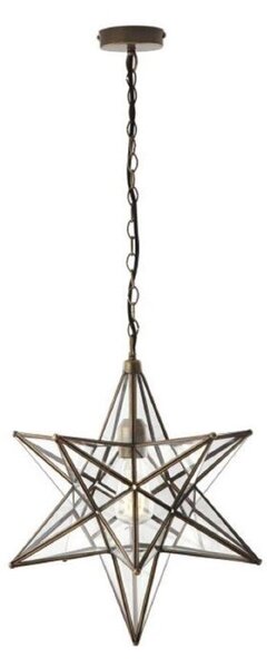 Dar ILA8675 Ilario 1 Light Star Ceiling Pendant Light In Antique Brass - Dia: 420mm