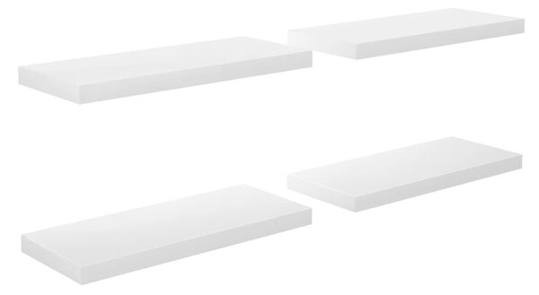 Floating Wall Shelves 4 pcs High Gloss White 60x23.5x3.8 cm MDF