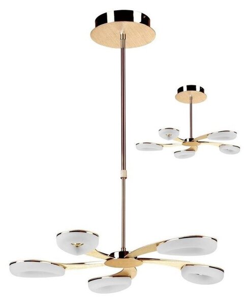 Mantra M8272 Juno LED 5 Light Telescopic Pendant/Semi Flush Ceiling Light In Satin Gold