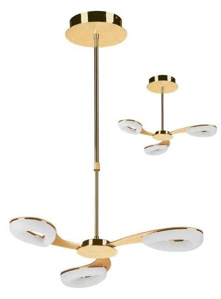 Mantra M8271 Juno LED 3 Light Telescopic Pendant/Semi Flush Ceiling Light In Satin Gold