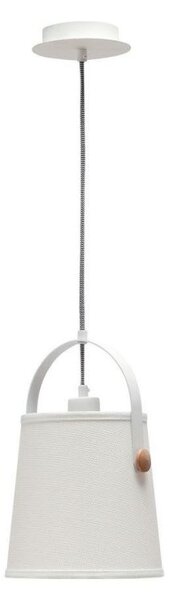 Mantra M4926 Nordica 1 Light Small Pendant Light In White, Ivory And Beech Wood - Dia: 200mm