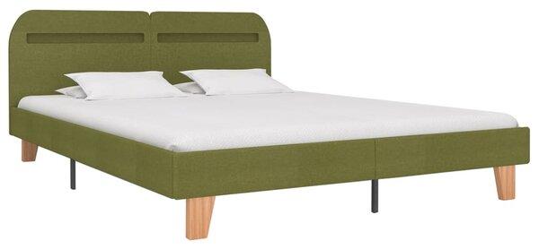 Bed Frame with LED without Mattress Green Fabric 150x200 cm King Size