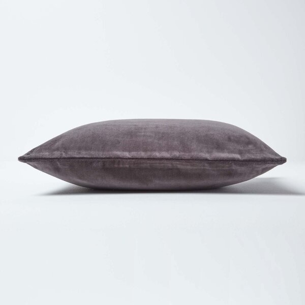 Luxury Dark Grey Cotton Velvet Cushion Cover Rectangle 30 x 50 cm