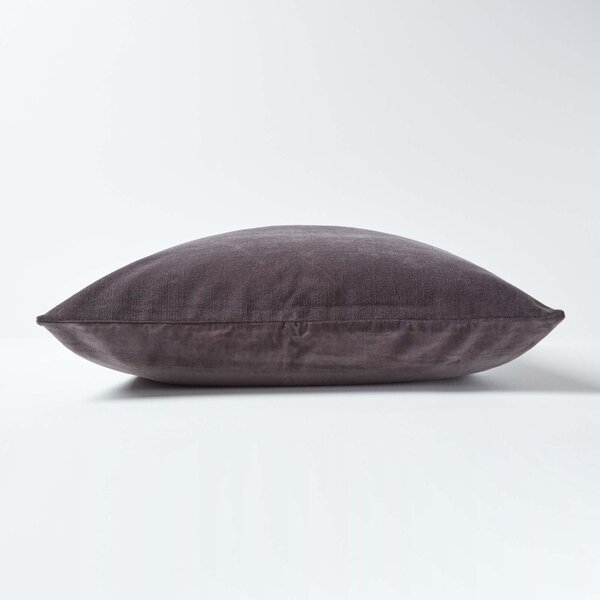 Set of 2 Luxury Dark Grey Cotton Velvet Cushion Covers 40 x 40 cm