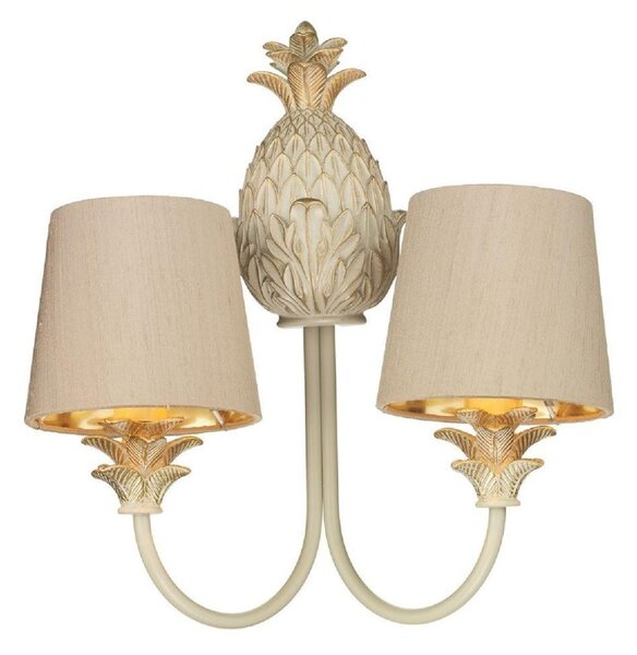 David Hunt Lighting CAB0912+MUR0701-GD Cabana 2 Light Wall Light In Cream/Gold With Shades