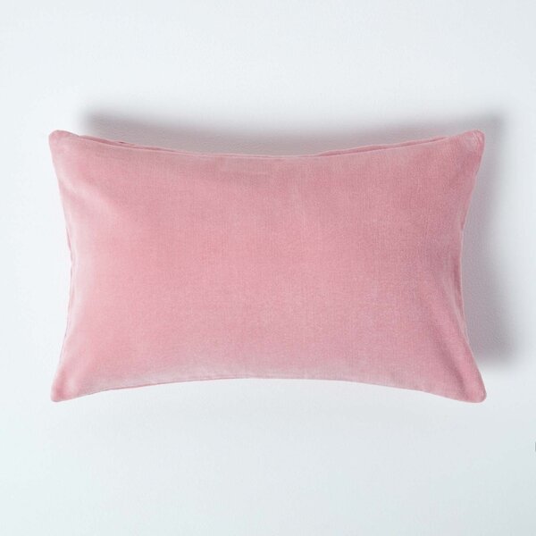 Luxury Dusky Pink Cotton Velvet Cushion Cover Rectangle 30 x 50cm