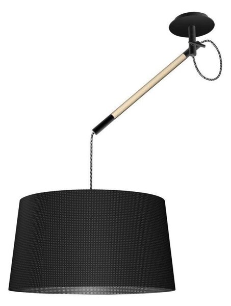Mantra M4929 Nordica 1 Light Large Pendant Light In Matt Black And Beech Wood - Dia: 550mm