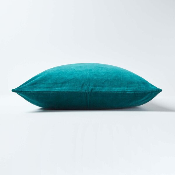 Set of 2 Luxury Teal Green Cotton Velvet Cushion Covers 40 x 40 cm