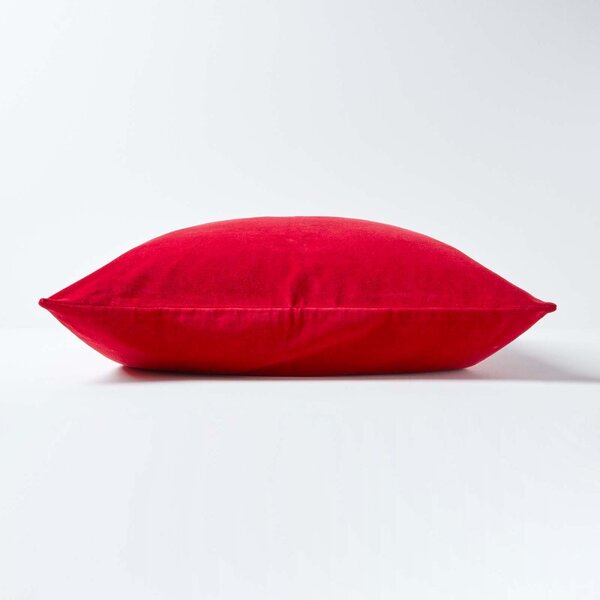 Homescapes Set of 2 Luxury Red Cotton Velvet Cushion Covers 40 x 40 cm