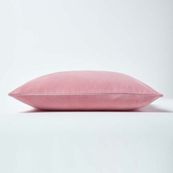 Luxury Dusky Pink Cotton Velvet Cushion Cover Rectangle 30 x 50cm