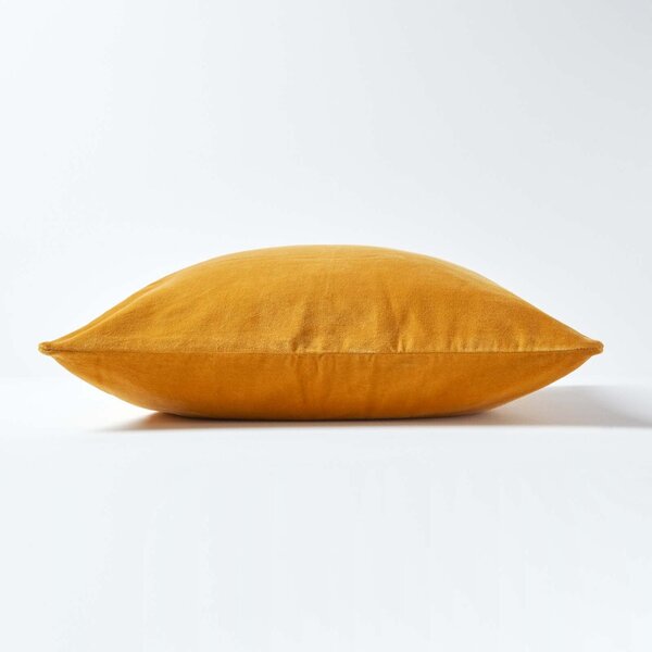 Set of 2 Luxury Mustard Yellow Cotton Velvet Cushion Covers 40 x 40 cm