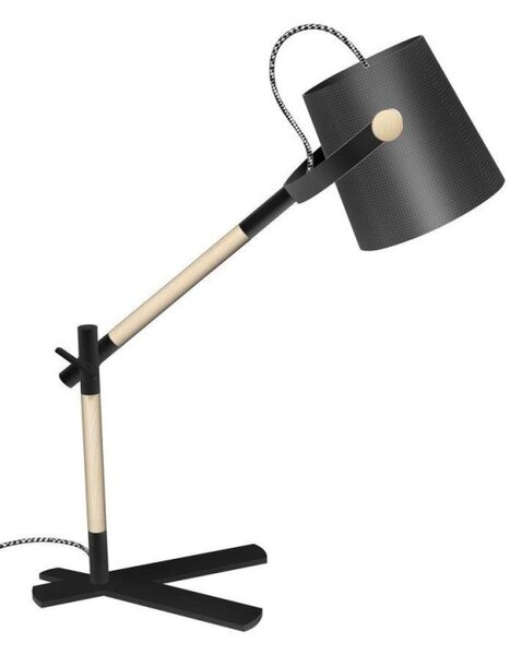 Mantra M4923 Nordica 1 Light Table Lamp In Matt Black And Beech Wood