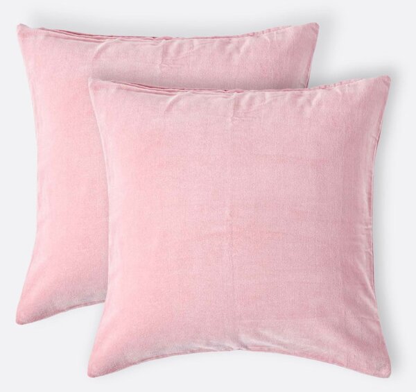 Set of 2 Luxury Dusky Pink Cotton Velvet Cushion Covers 40 x 40 cm