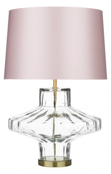 David Hunt Lighting VIE4308+TAP4006 Vienna Table Lamp In Clear Glass With Pink Shade