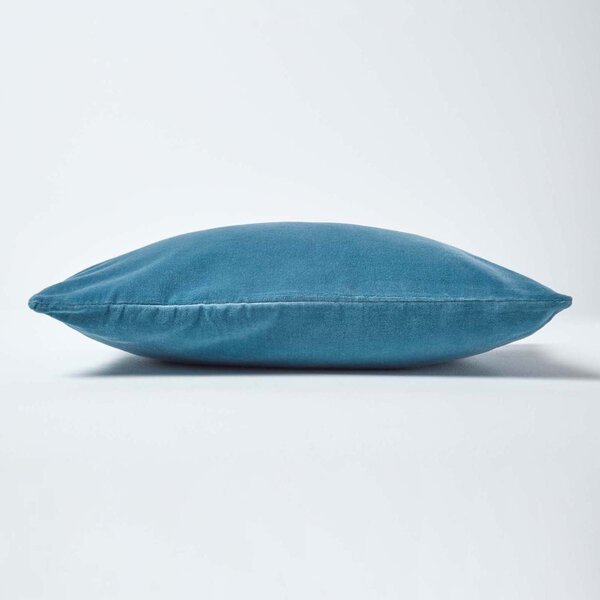 Luxury Light Blue Cotton Velvet Cushion Cover Rectangle 30 x 50 cm