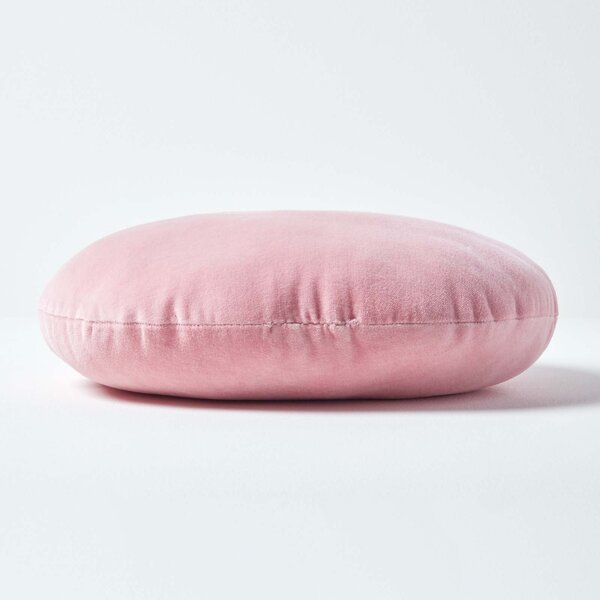 Luxury Dusky Pink Cotton Velvet Cushion Round Scatter Cushion 40cm