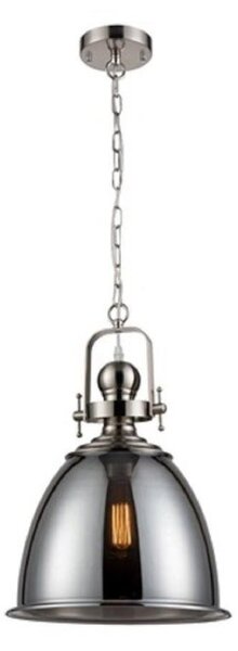 Franklite PCH190 Ceiling Pendant In Satin Nickel And Smoked Glass